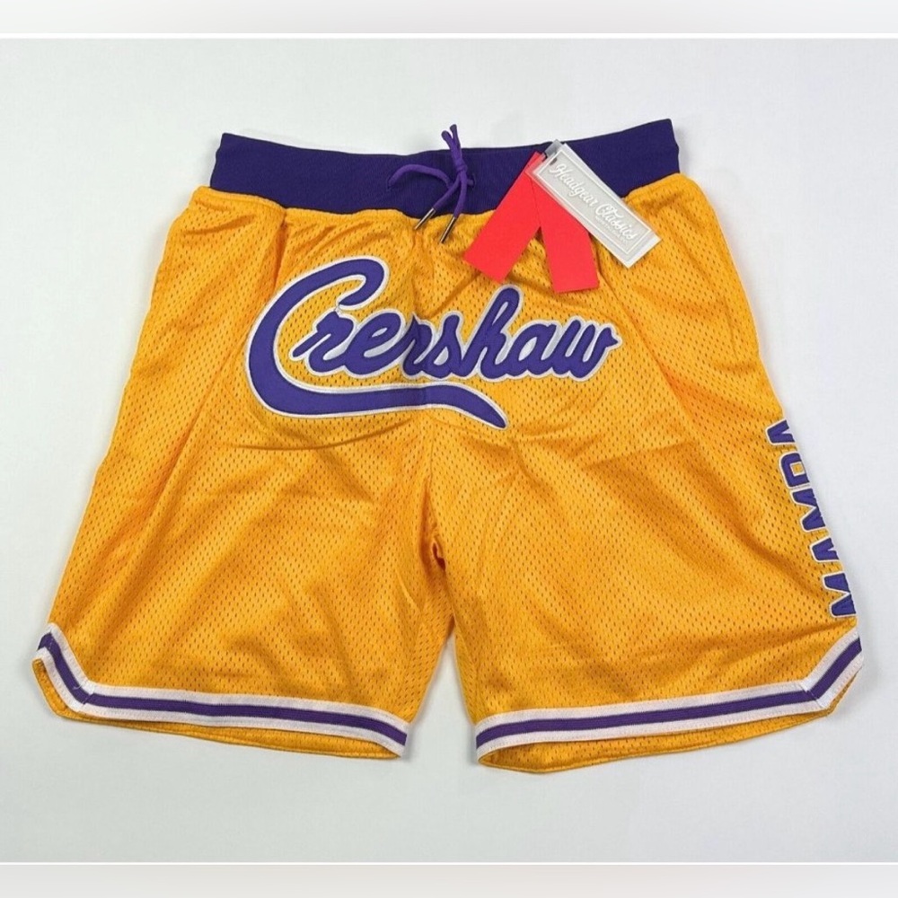 Kobe Bryant Nipsey Hussle Mamba Headgear Mens XL Yellow Shorts Gym Crenshaw
